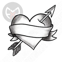 Arrow Through Heart with Banner