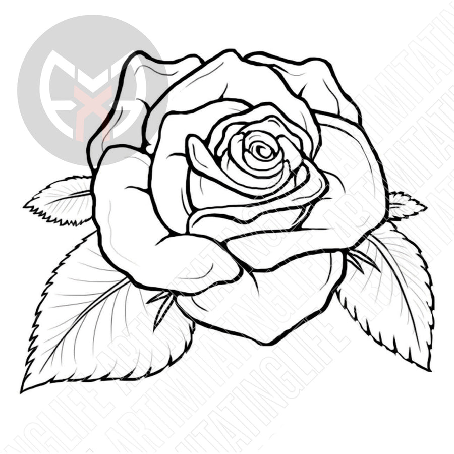 Rose with Leaves