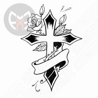 Cross with Rose and Banner