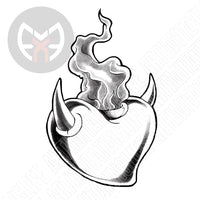 Flaming Heart with Horns
