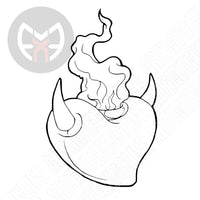 Flaming Heart with Horns