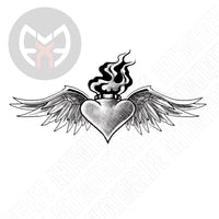 Flaming Heart with Wings
