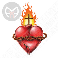 Flaming Heart Thorns Cross