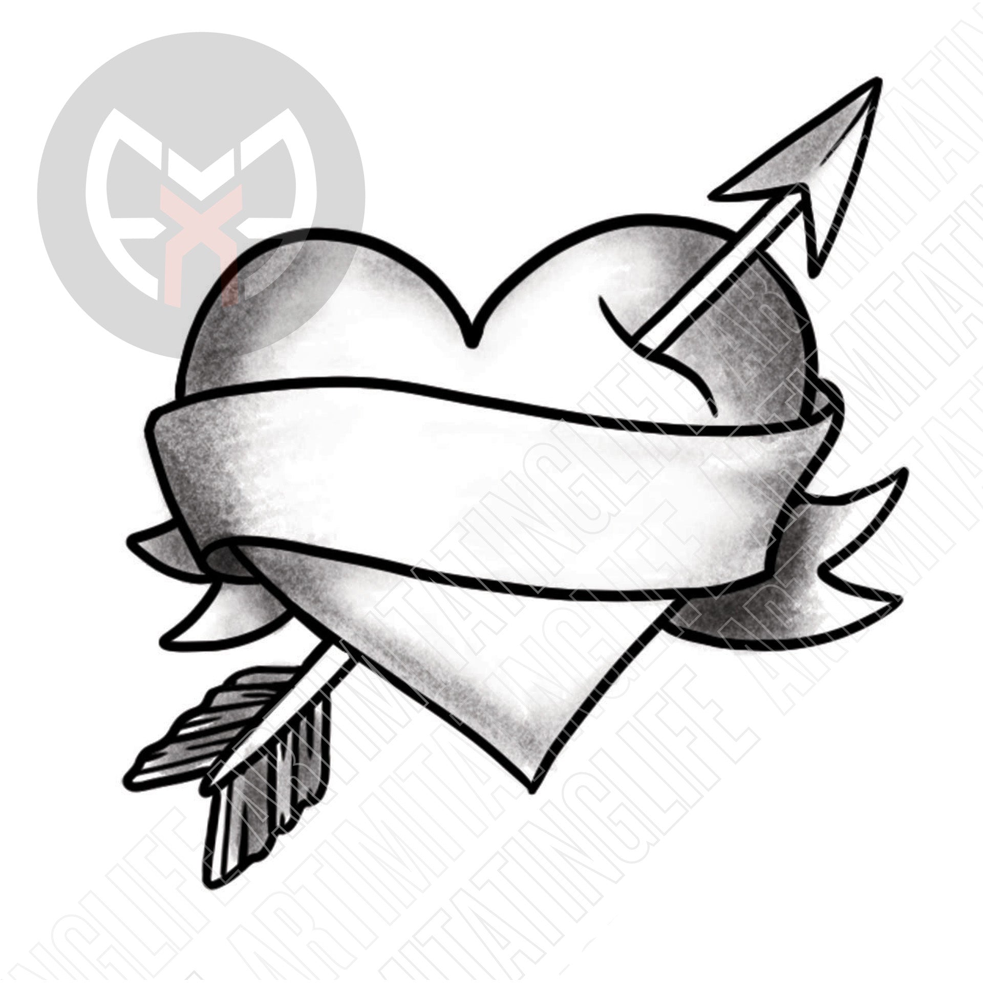 Arrow Through Heart with Banner – mastersfx