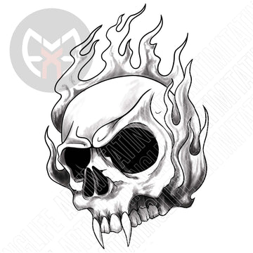 Skull Fangs Flames