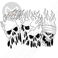Four Flaming Skulls