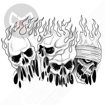 Four Flaming Skulls