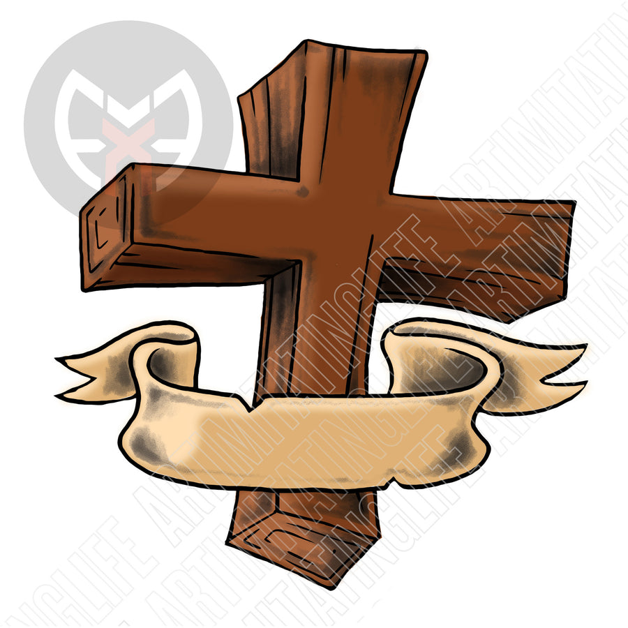 Wooden Cross with Banner