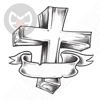 Wooden Cross with Banner