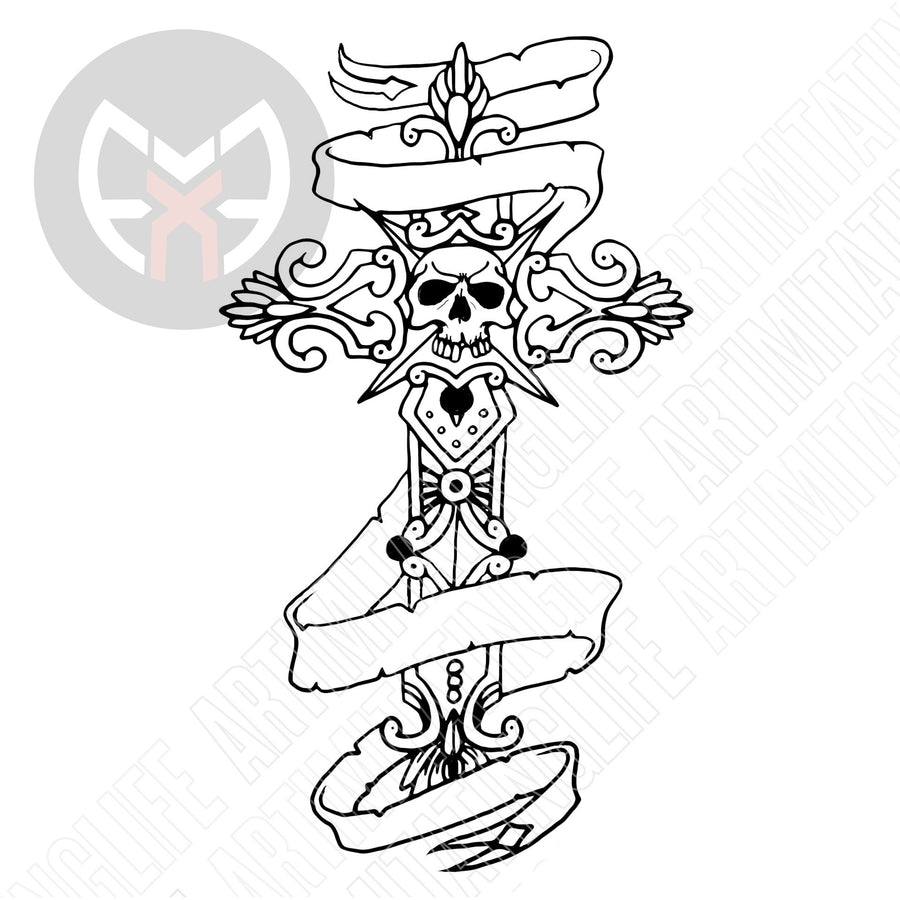 Skull Cross with Banner