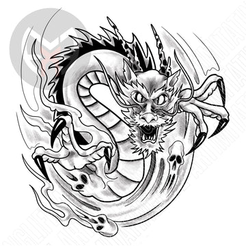 Traditional Dragon with Smoke Skulls