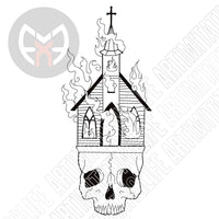 Flaming Church Skull