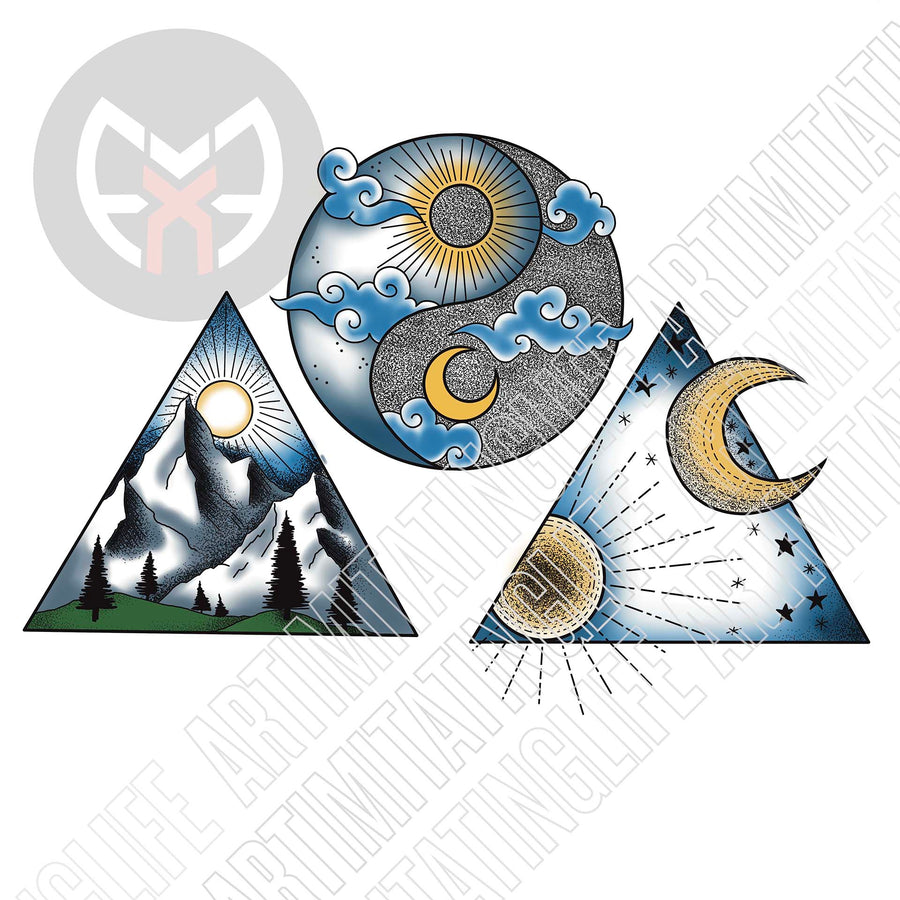 Mountains Ying-Yang Moon