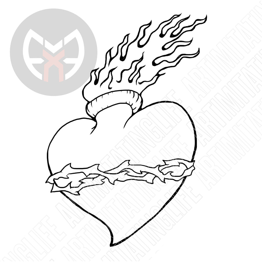 Flaming Heart with Thorns