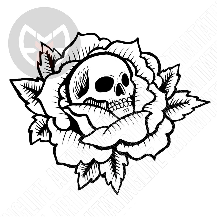 Traditional Skull Rose